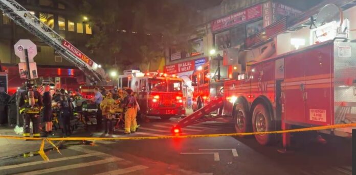 Fire in a Busy Jackson Heights Street burned an ethnic restaurant