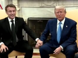 The French leader interrupted Trump while he repeated grievances about U.S. aid